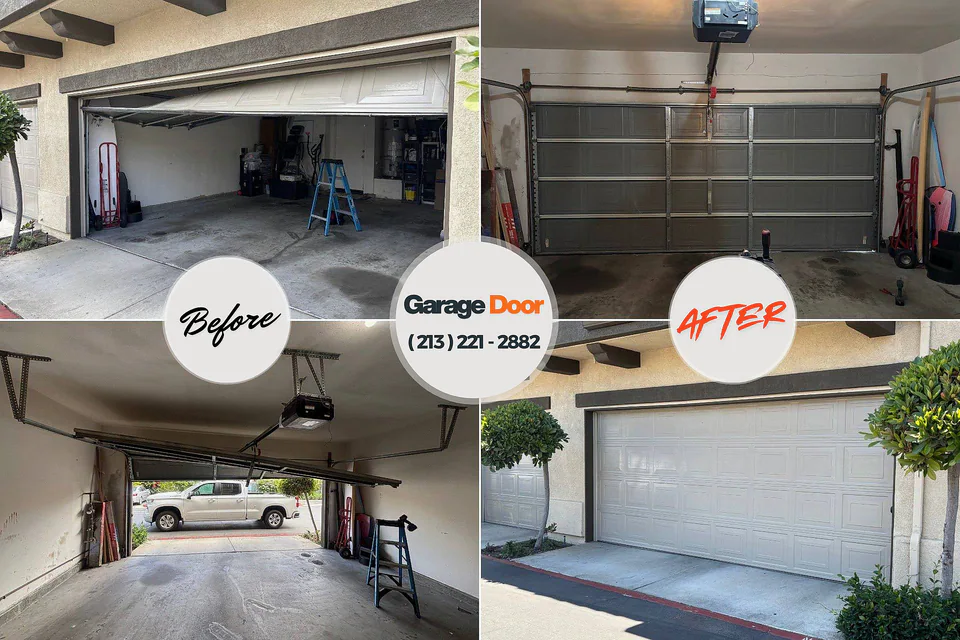 Before and after: garage door installation Balfour, NC